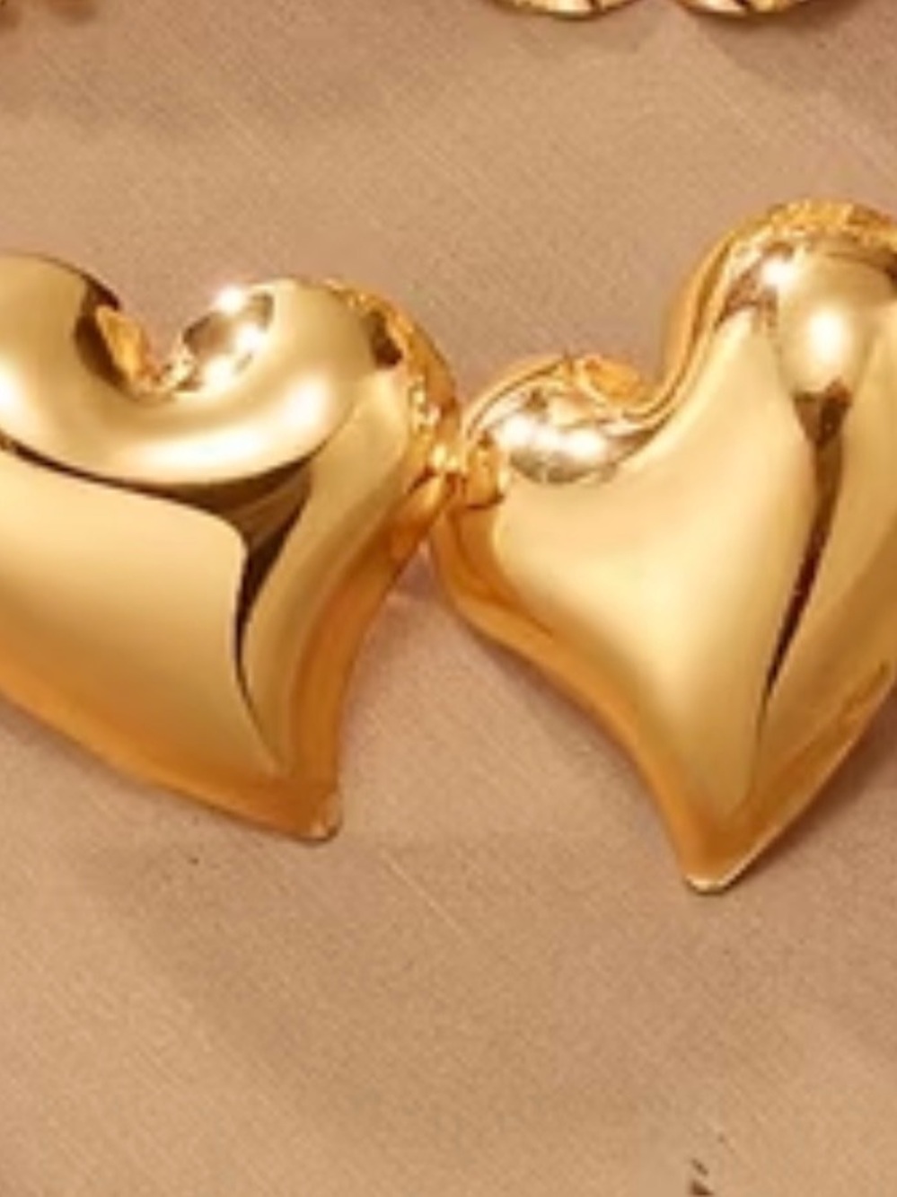 Gold Heart Statement Earrings - Women Jewelry